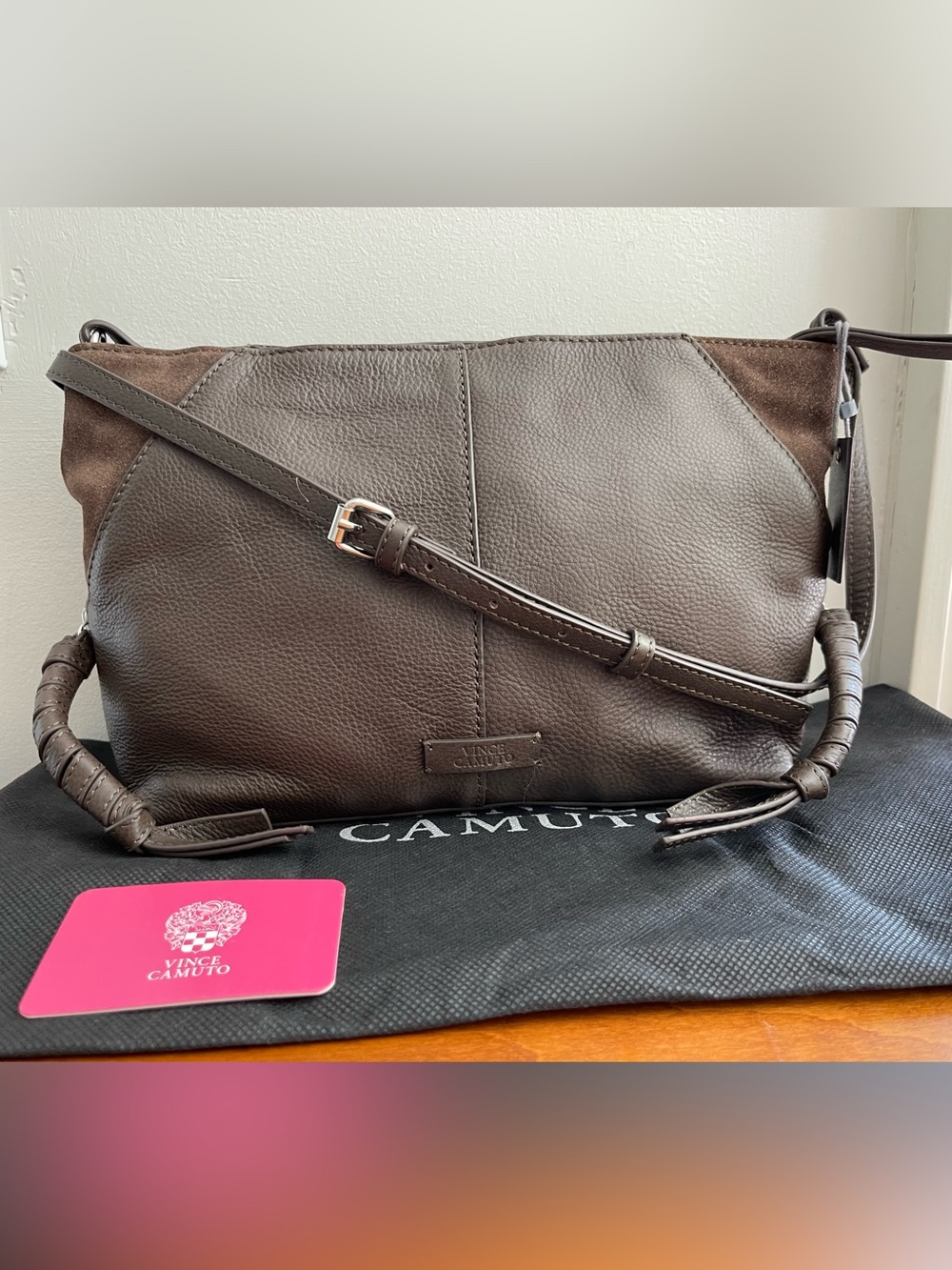 NWT: Vince Camuto Dark Brown Leather Shoulder Bag